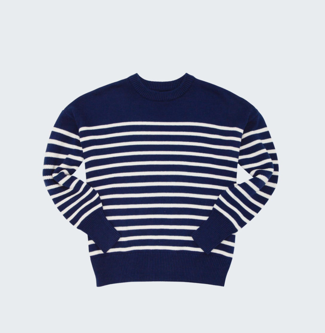 Women's Navy & Cream Stripe Knit Sweater