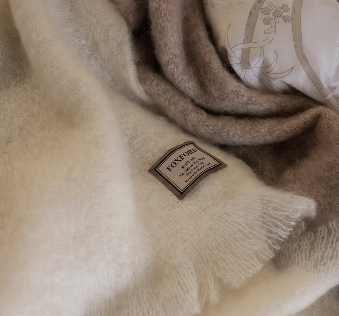 Off-White Mohair Throw