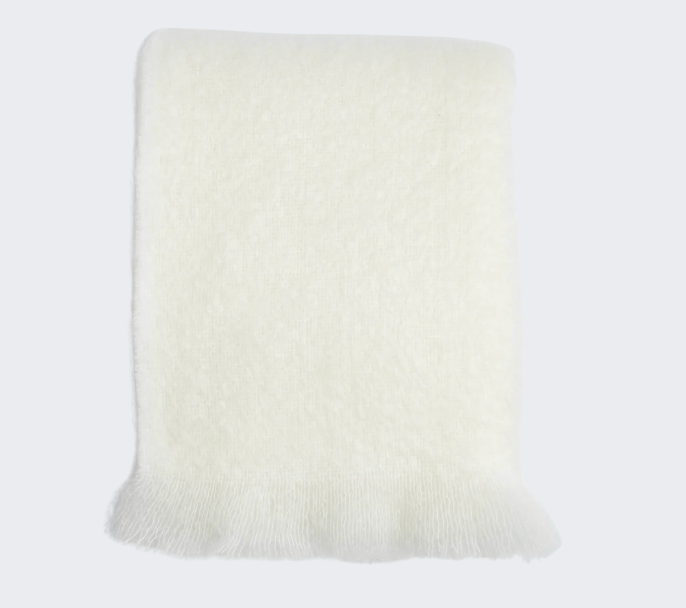 Off-White Mohair Throw