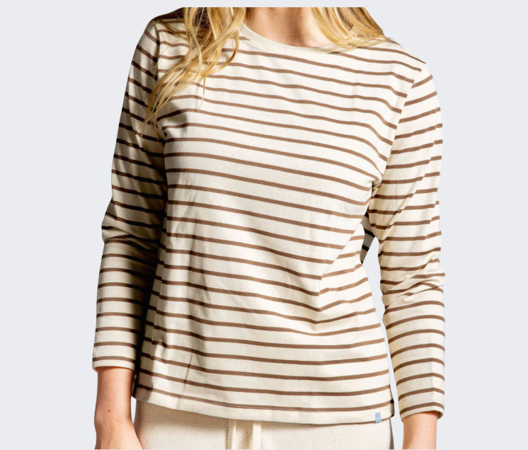 Cream & Mocha Stripe Long Sleeve Tee