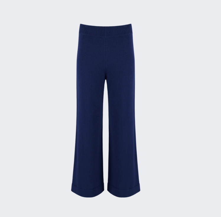 Navy Wide Leg Knit Pant