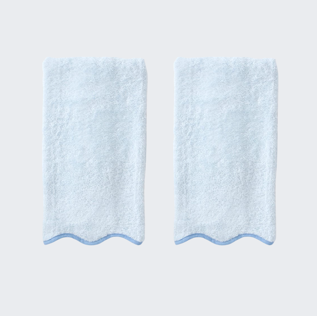 Scallop Hand Towels - French Blue