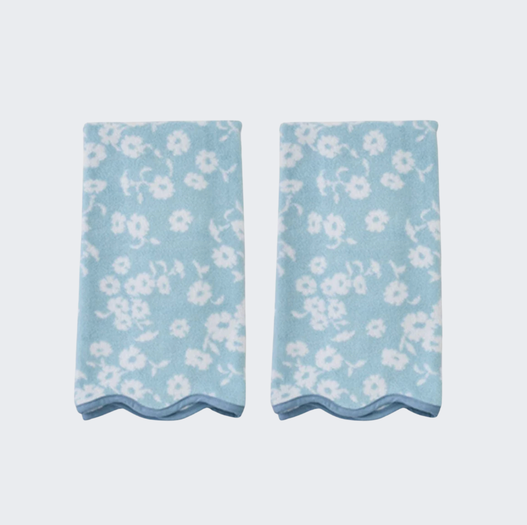 Scallop Hand Towels - Sea Glass Margot