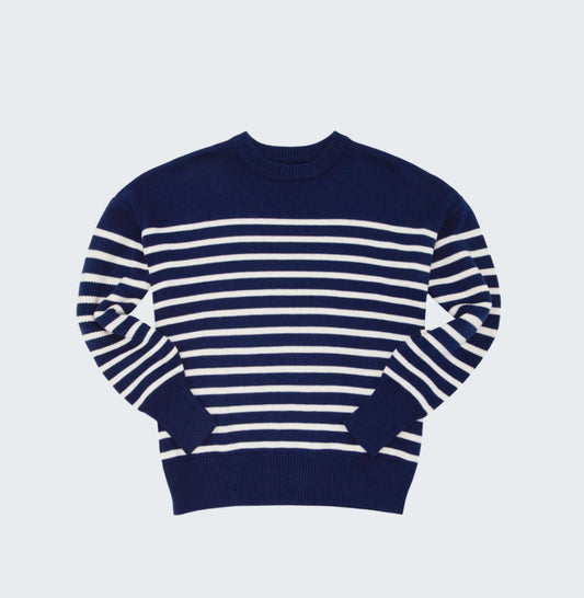 Women's Navy & Cream Stripe Knit Sweater