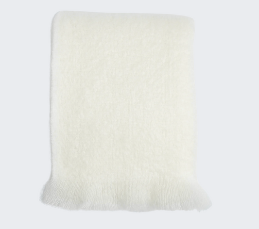 Off-White Mohair Throw