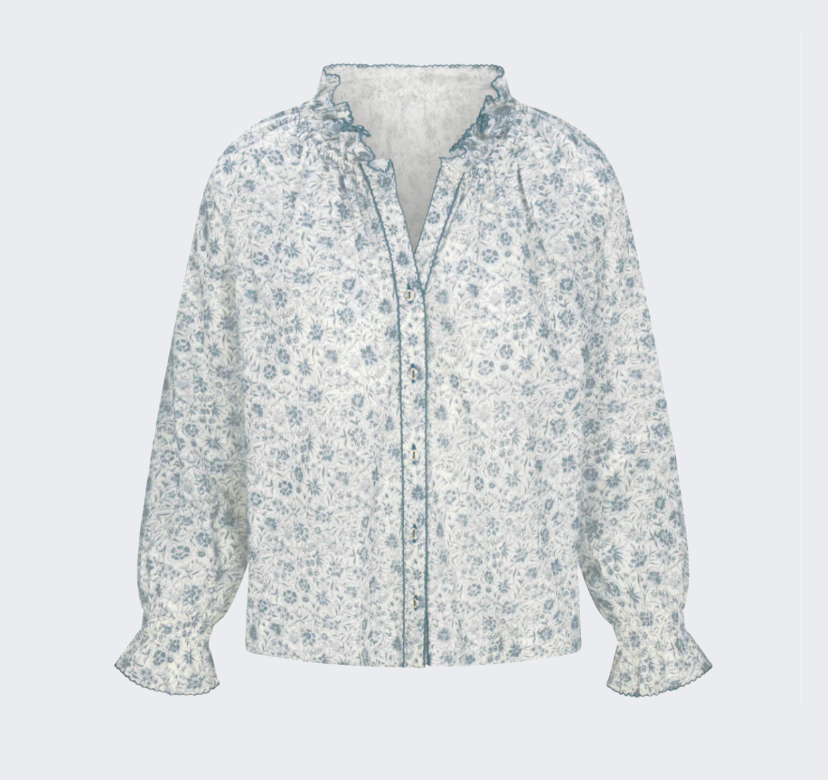 Harper Top - Floral Blues