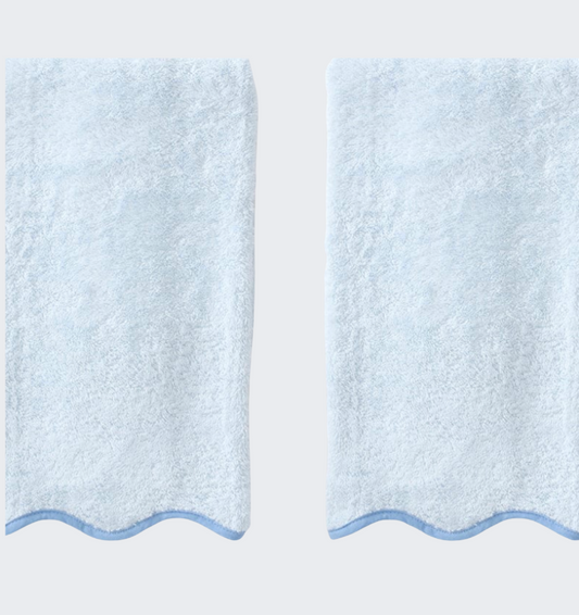 Scallop Hand Towels - French Blue