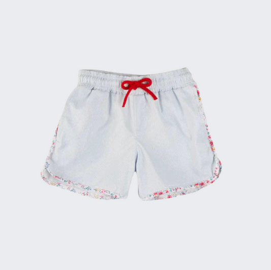 Striped Contrast Trim Swim Shorts