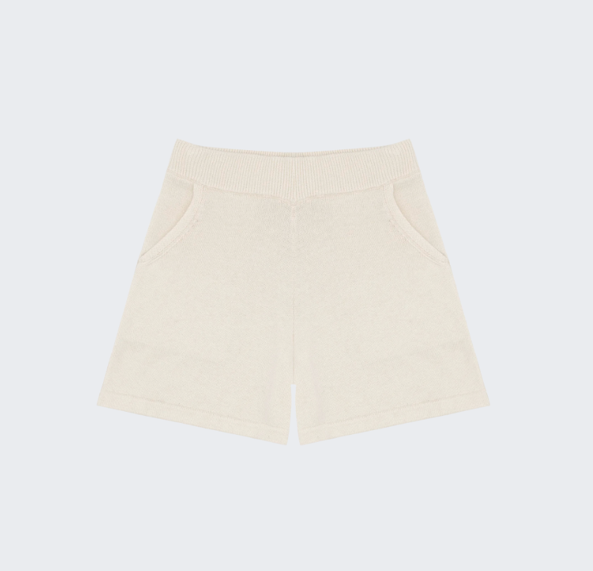 Women's Cream Knit Shorts