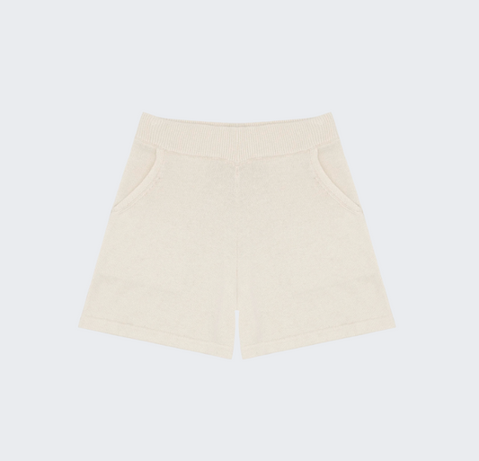 Women's Cream Knit Shorts