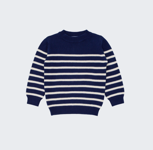 Kids Navy & Cream Stripe Knit Sweater