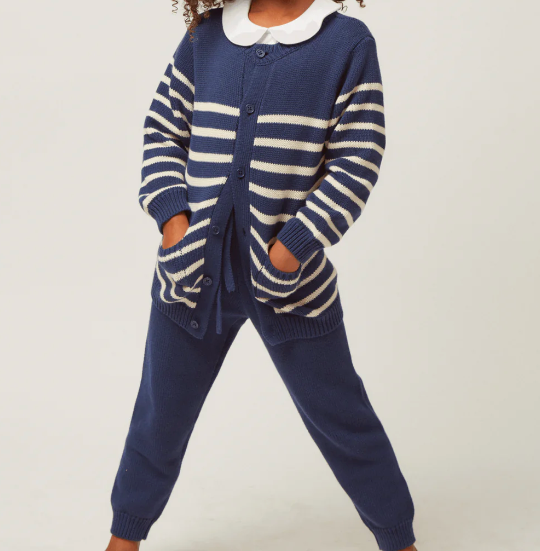 Kids Navy Knit Pants