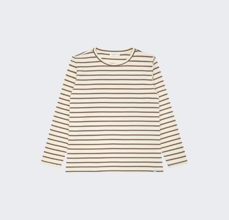 Cream & Mocha Stripe Long Sleeve Tee