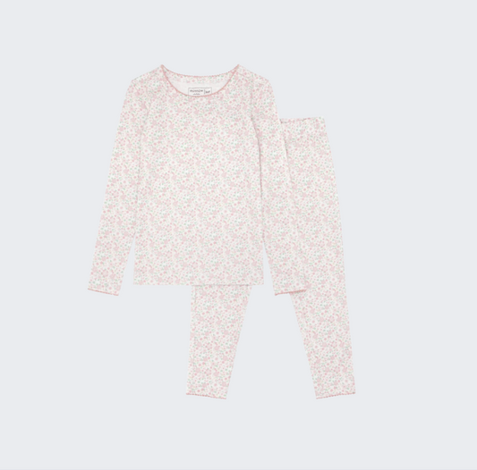 Girls Antique Floral Pima Pajama Set