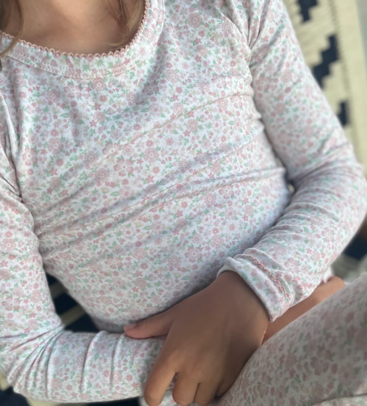 Girls Antique Floral Pima Pajama Set