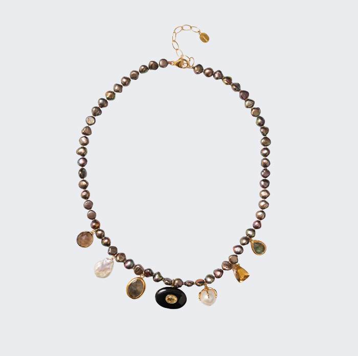 Seed Charm Necklace Peacock Pearl