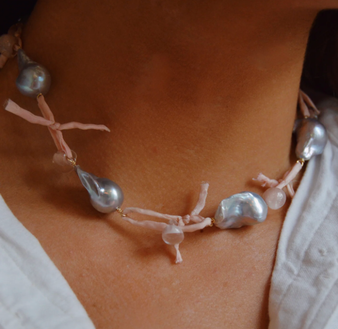 Silk & Pearl Layer Necklace