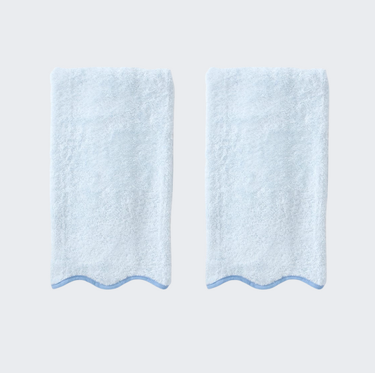 Scallop Hand Towels - French Blue