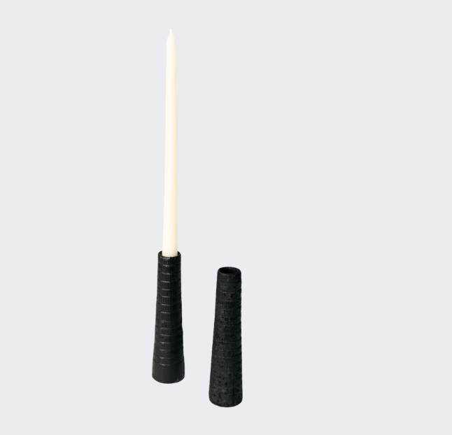Large Burnt Wood Candle Holder
