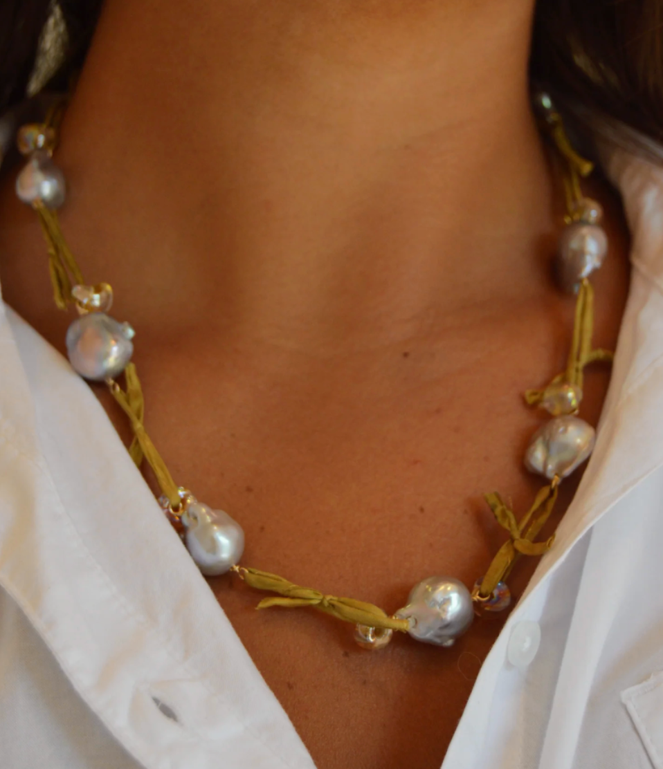 Silk & Pearl Layer Necklace