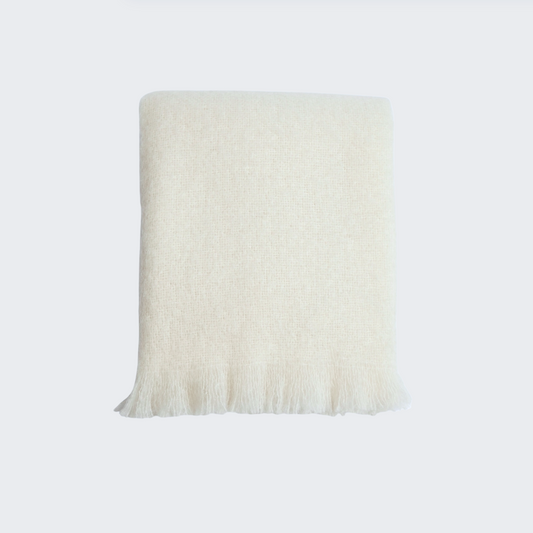 Off-White Mohair Throw