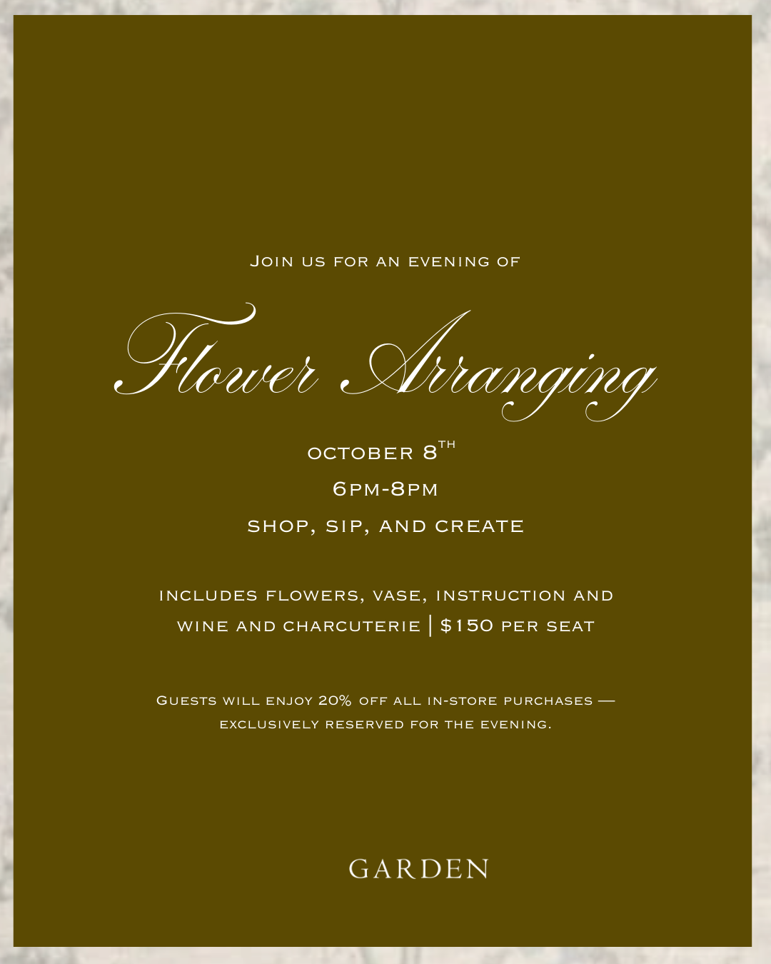 Floral Arranging Class – October 8th
